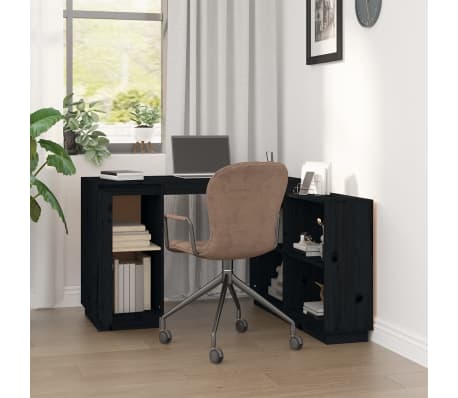 vidaXL Bureau Noir 110x50x75 cm Bois massif de pin