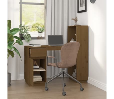 vidaXL Бюро, меденокафяво, 110x53x117 см, борово дърво масив