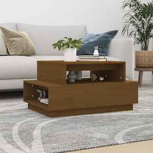 Klubska mizica medeno rjava 80x55x40,5 cm trdna borovina