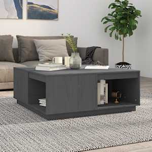 Klubska mizica siva 100x101x40,5 cm trdna borovina