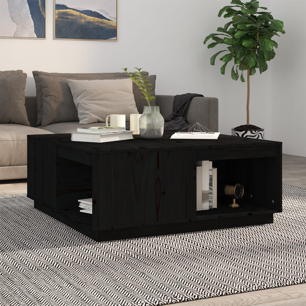 vidaXL Konferenční stolek černý 100x101x40,5 cm masivní borové dřevo
