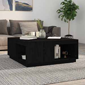 Klubska mizica črna 100x101x40,5 cm trdna borovina