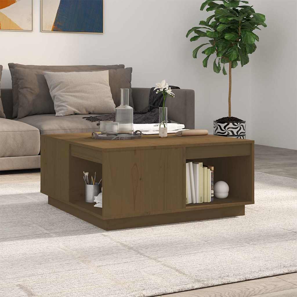 Sofabord Massivt Fyrretræ - honningfarvet / 80 x 81 x 36.5 cm