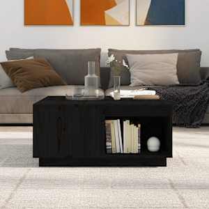 Konferenční stolek černý 80x81x36,5 cm masivní borové dřevo - obrázek 3