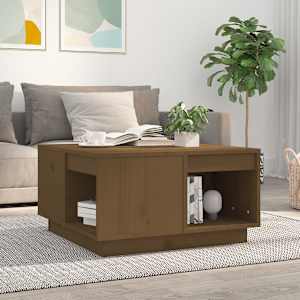 Klubska mizica medeno rjava 60x61x32,5 cm trdna borovina