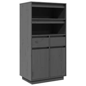 Skříň highboard šedá 60 x 40 x 116,5 cm masivní borové dřevo - obrázek 2