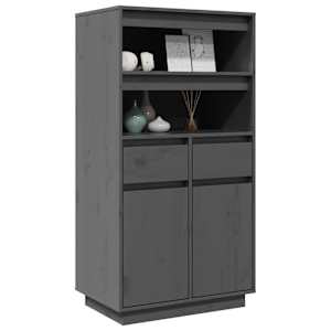Skříň highboard šedá 60 x 40 x 116,5 cm masivní borové dřevo - obrázek 4