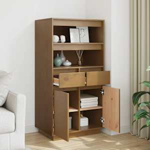 vidaXL Dulap &icirc;nalt, maro miere, 60x40x116,5 cm, lemn masiv de pin