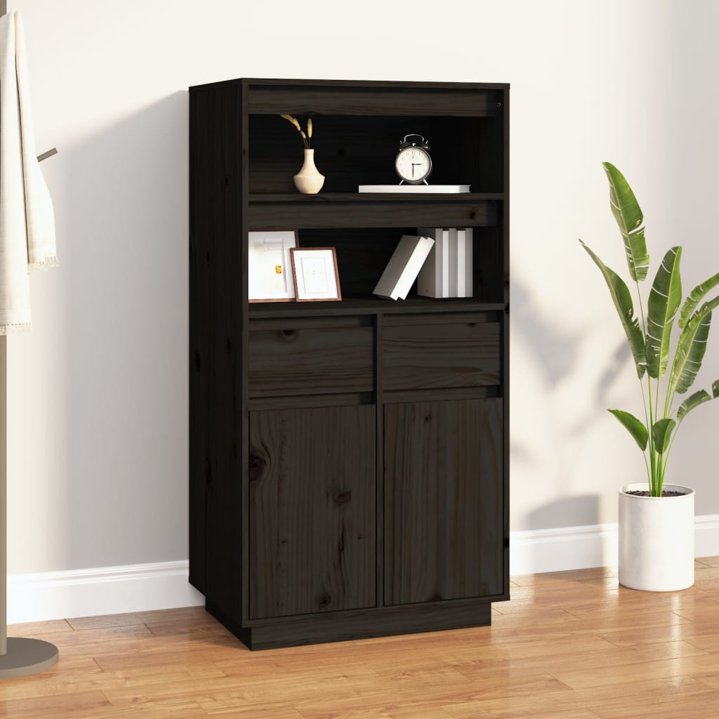 Skříň highboard černá 60 x 40 x 116,5 cm masivní borové dřevo