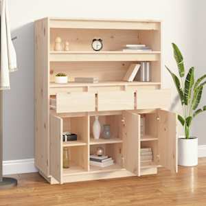 Skříň highboard 89x40x116,5 cm masivní borové dřevo - obrázek 5