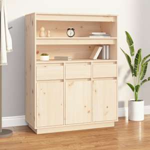 Skříň highboard 89x40x116,5 cm masivní borové dřevo - obrázek 1