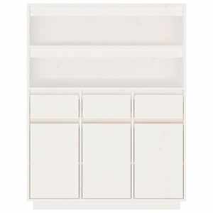 vidaXL Aparador alto de madera maciza de pino blanco 89x40x116,5 cm