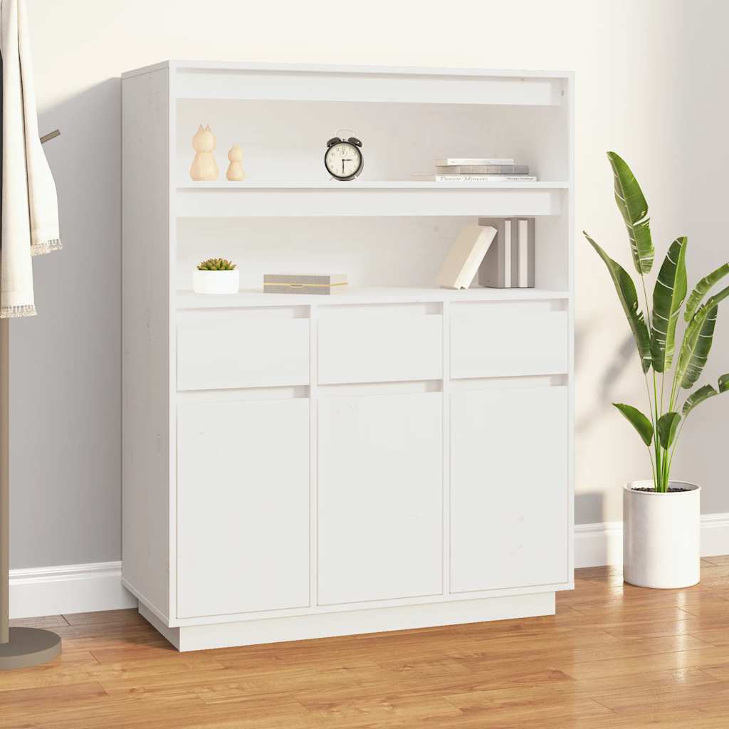 vidaXL Credenza Bianca 89x40x116,5 cm in Legno Massello di Pino