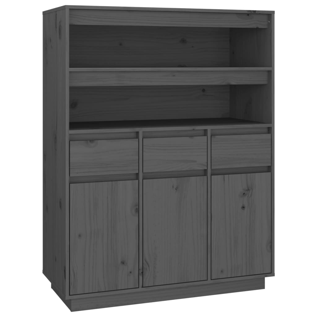 vidaXL Skříň highboard šedá 89x40x116,5 cm masivní borové dřevo