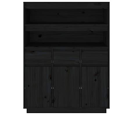 vidaXL Dulap înalt, negru, 89x40x116,5 cm, lemn masiv de pin