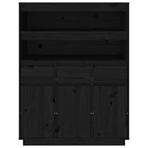 vidaXL Dulap înalt, negru, 89x40x116,5 cm, lemn masiv de pin