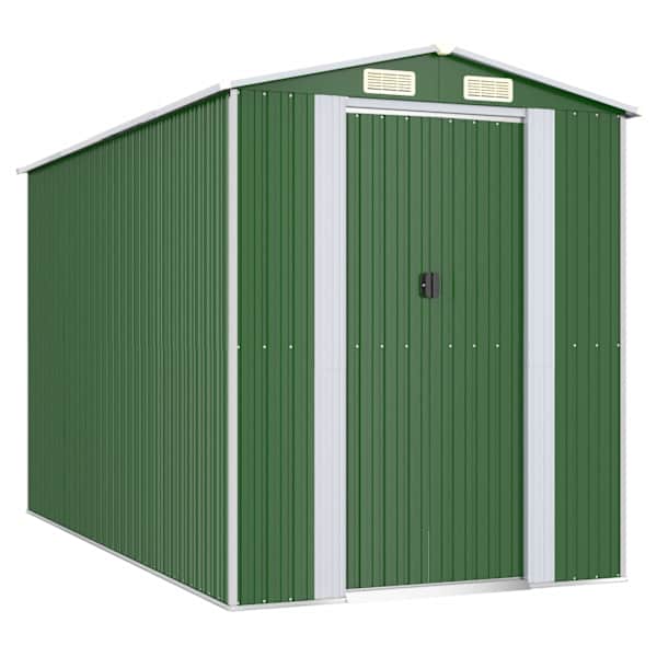 vidaXL aiakuur, roheline, 192x357x223 cm, tsingitud teras