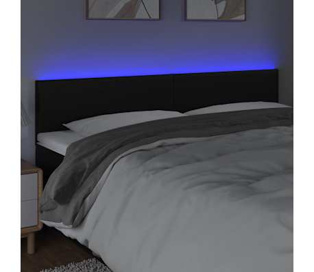 vidaXL LED Headboard Black 78.7"x2"x30.7"/34.6" Faux Leather