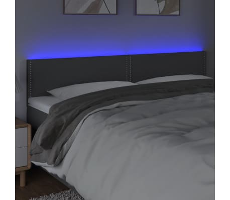 vidaXL LED Headboard Dark Gray 70.9"x2"x30.7"/34.6" Fabric