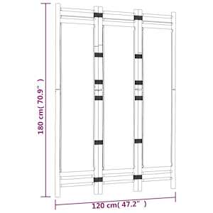 Skládací 3panelový paraván 120 cm bambus a plátno - obrázek 9