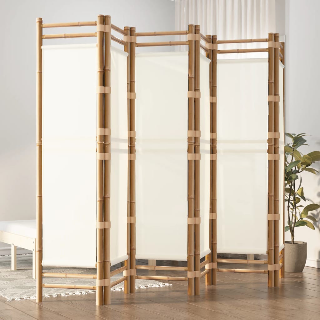 vida XL 6-tlg. Paravent Faltbar 240 cm Bambus und Canvas