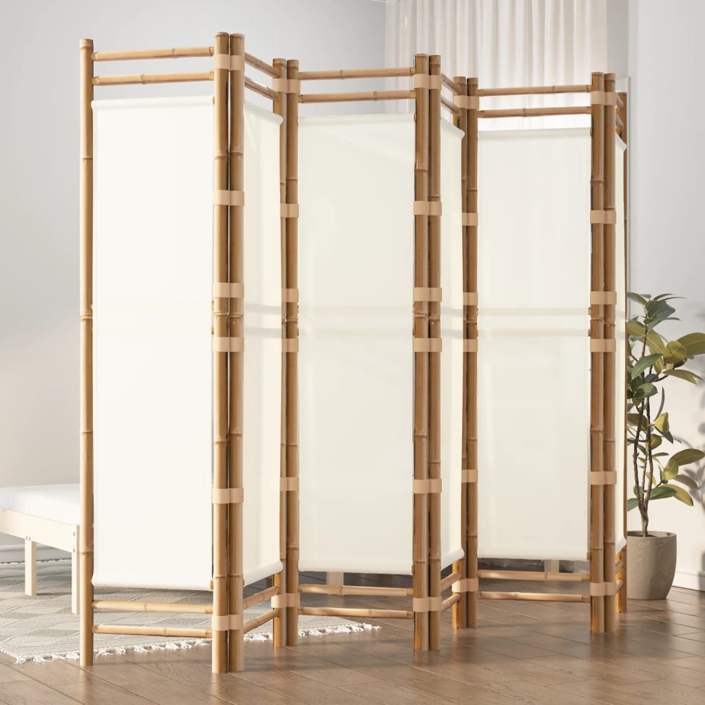 vidaXL Separator de cameră pliabil cu 6 panouri 240 cm bambus și pânză
