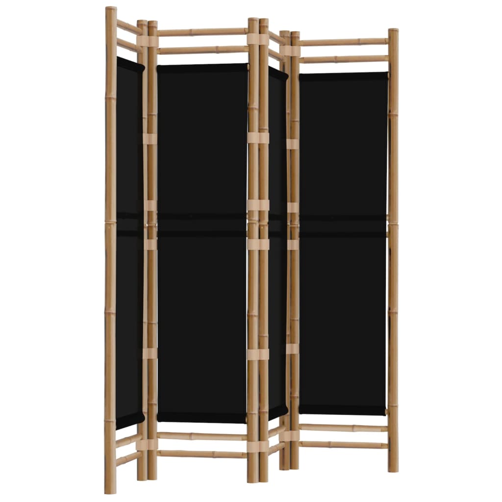 Image of vidaXL Folding 4-Panel Room Divider 160 cm Bamboo and Canvas