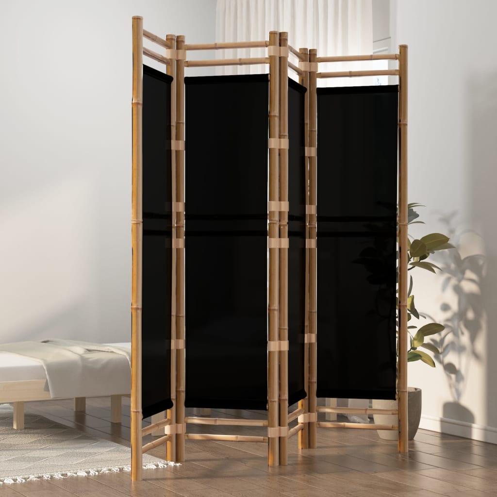 bagage pause Velkendt 4-panels rumdeler 160 cm foldbar bambus og kanvas - PinkHippo