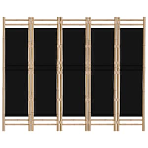 Skládací 5panelový paraván 200 cm bambus a plátno - obrázek 4