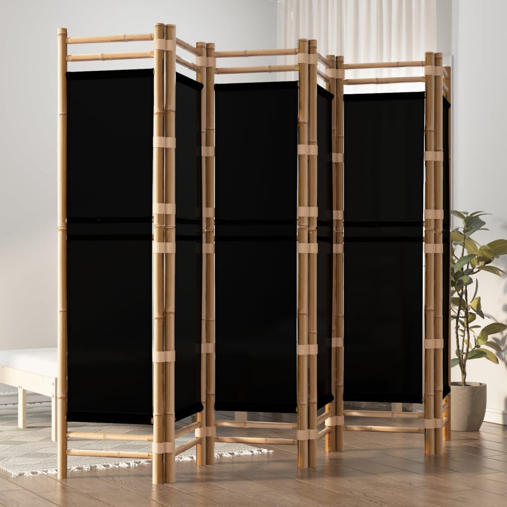 vida XL 6-tlg. Paravent Faltbar 240 cm Bambus und Canvas