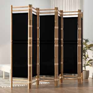 Zložljiva 6-delna pregradna stena 240 cm bambus in platno