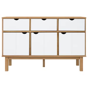 vidaXL Dressoir OTTA 114x43x73,5 cm massief grenenhout bruin en wit