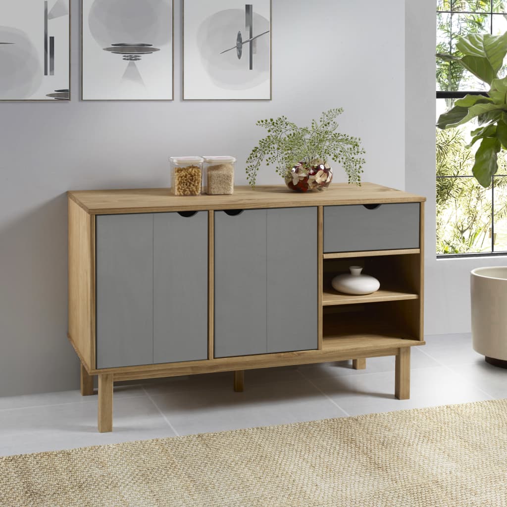 vidaXL Senkki OTTA ruskea ja harmaa 114x43x73,5 cm täysi mänty