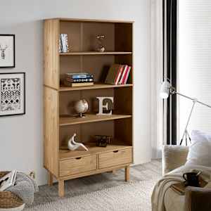 Knjižna omara OTTA z 2 predaloma rjava trdna borovina