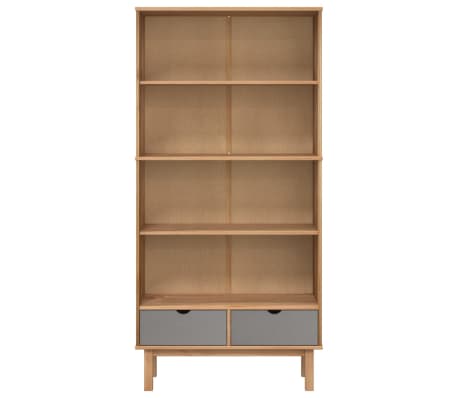 vidaXL Biblioth&egrave;que OTTA avec 2 tiroirs Marron et gris Bois massif pin