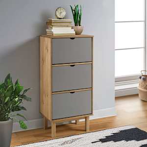 Omara za čevlje OTTA s 3 predali rjava in siva trdna borovina