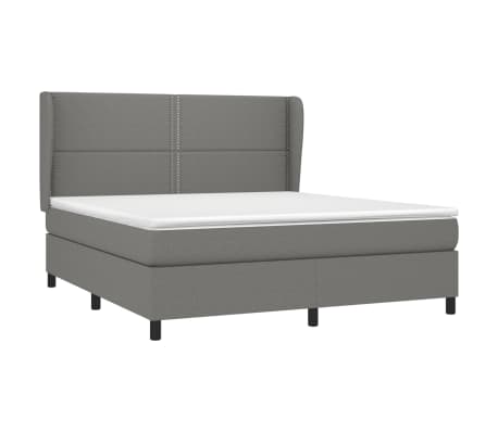 vidaXL Box Spring Bed with Mattress Dark Grey 153x203 cm Queen Size Fabric