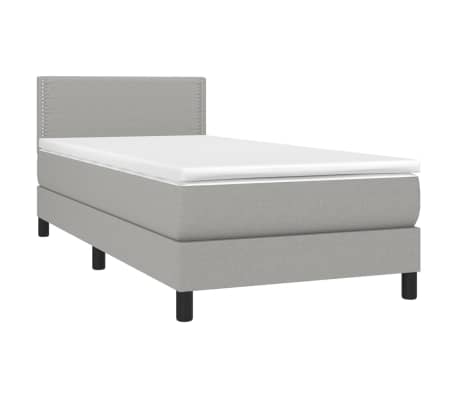 vidaXL Box Spring Bed with Mattress Light Gray Twin Fabric