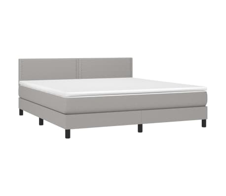 vidaXL Box Spring Bed with Mattress Light Gray Queen Fabric