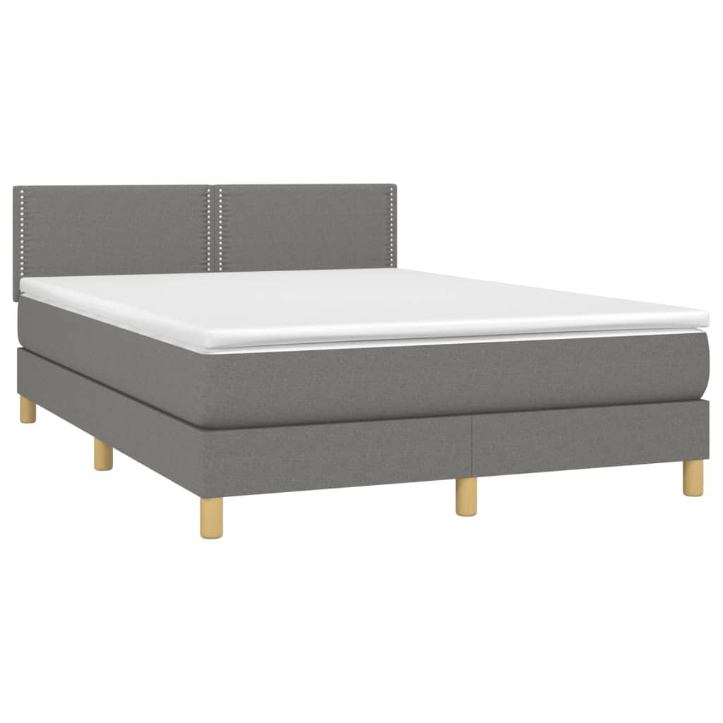 vidaXL Box Spring Bed with Mattress Dark Gray Full Fabric