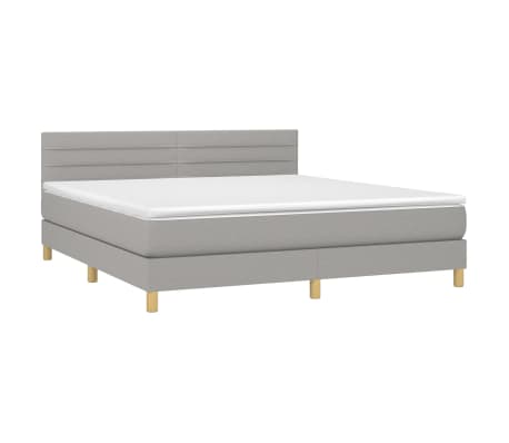 vidaXL Box Spring Bed with Mattress Light Gray King Fabric