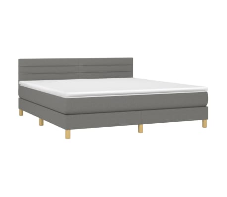 vidaXL Box Spring Bed with Mattress Dark Gray California King Fabric