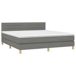 vidaXL Box Spring Bed with Mattress Dark Gray California King Fabric