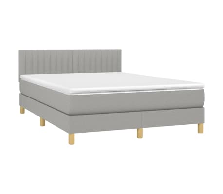 vidaXL Box Spring Bed with Mattress Light Gray Full Fabric