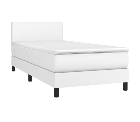 vidaXL Box Spring Bed with Mattress White Twin XL Faux Leather