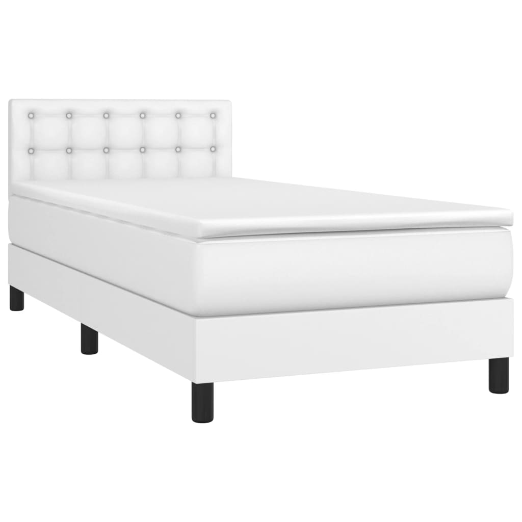 vidaXL Box Spring Bed with Mattress White Twin XL Faux Leather