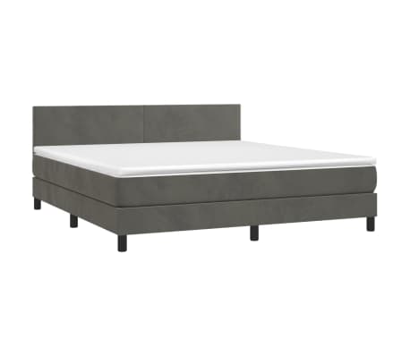 vidaXL Box Spring Bed with Mattress Dark Gray King Velvet