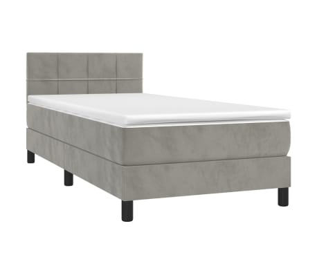 vidaXL Box Spring Bed with Mattress Light Gray Twin Velvet