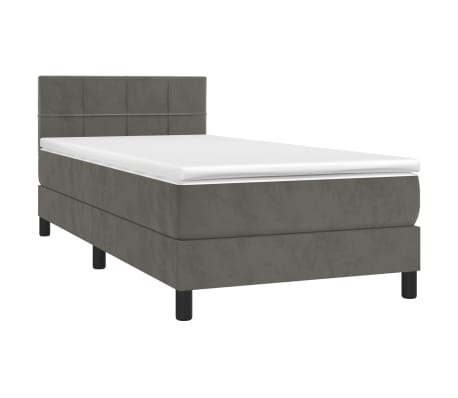 vidaXL Box Spring Bed with Mattress Dark Gray Twin Velvet