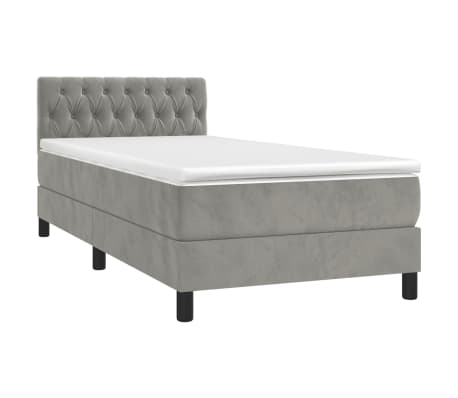 vidaXL Box Spring Bed with Mattress Light Gray Twin Velvet